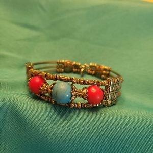 Vintage Bali Silver Boho filigree silver with turquoise and coral